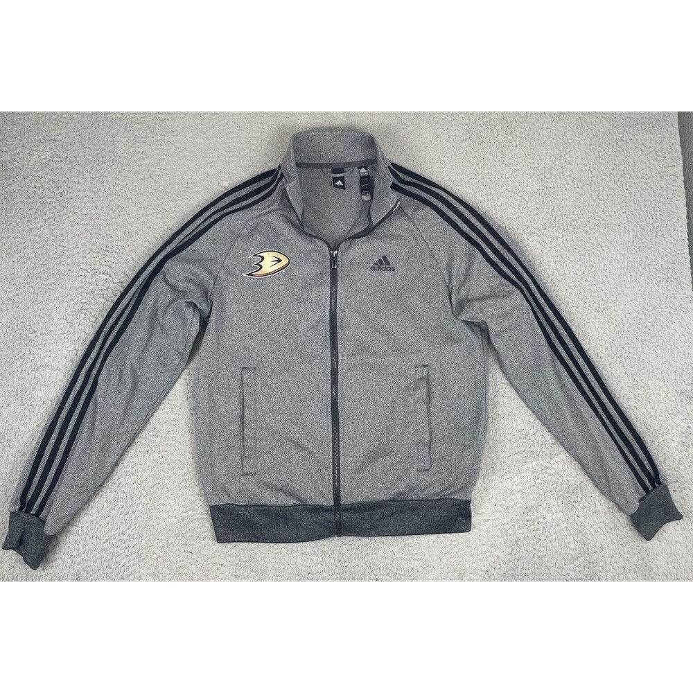 2018 Adidas Anaheim Ducks Track Jacket Mens Small Gray Full Zip NHL NWOT